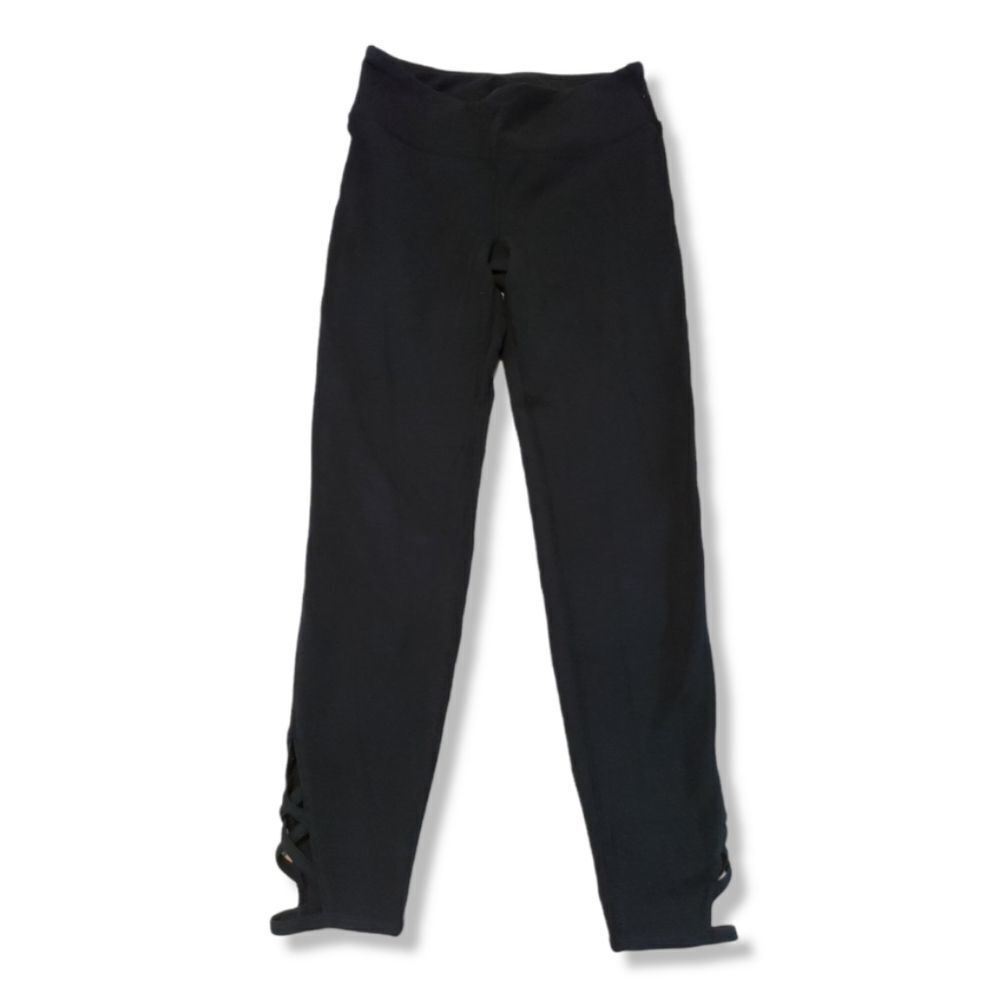 Free People Black High-Rise Leggings with Ankle Cutouts